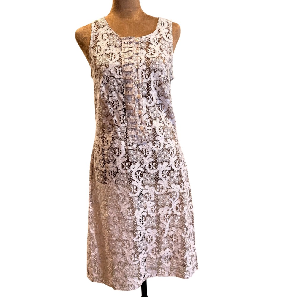 Steve Madden Lace Shift Dress Womens 8 Pink‎ Coquette Boho Chic Festival Sheer